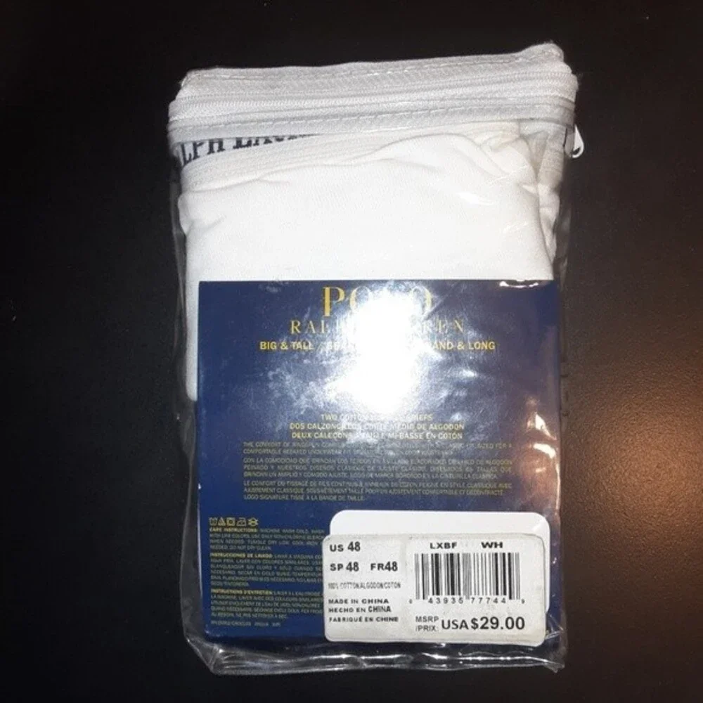 Polo Ralph Lauren 2-pack Size 48 Waist Mid Rise White Briefs